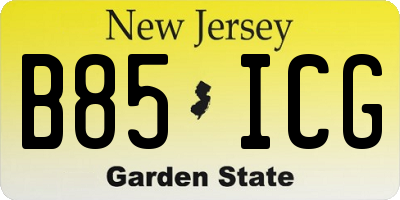 NJ license plate B85ICG
