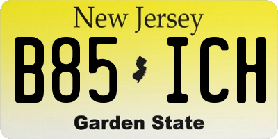 NJ license plate B85ICH