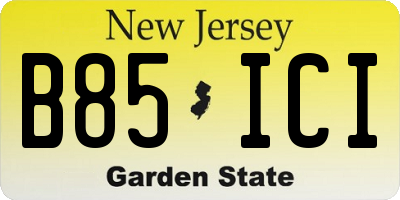 NJ license plate B85ICI