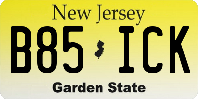 NJ license plate B85ICK