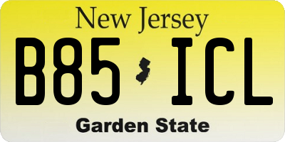 NJ license plate B85ICL