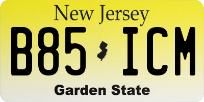 NJ license plate B85ICM