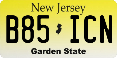 NJ license plate B85ICN