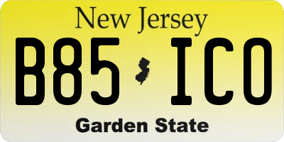 NJ license plate B85ICO