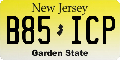 NJ license plate B85ICP