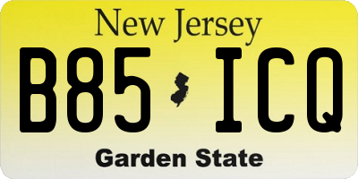 NJ license plate B85ICQ