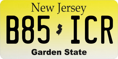 NJ license plate B85ICR