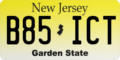 NJ license plate B85ICT