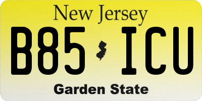 NJ license plate B85ICU