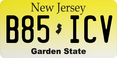 NJ license plate B85ICV