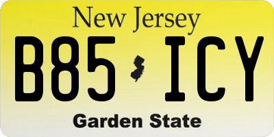 NJ license plate B85ICY