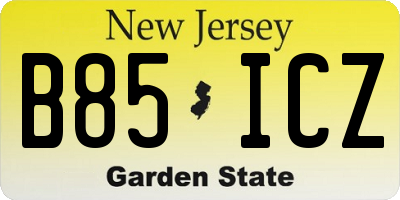 NJ license plate B85ICZ
