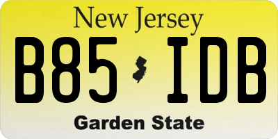 NJ license plate B85IDB