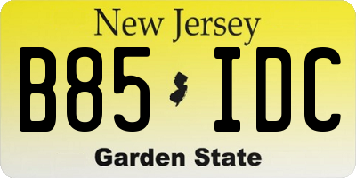 NJ license plate B85IDC