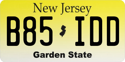 NJ license plate B85IDD