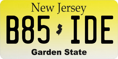 NJ license plate B85IDE