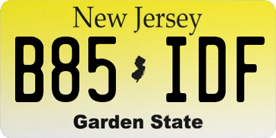 NJ license plate B85IDF