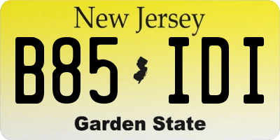 NJ license plate B85IDI