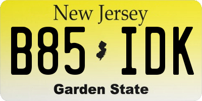 NJ license plate B85IDK