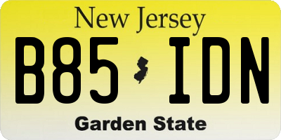 NJ license plate B85IDN