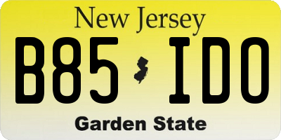 NJ license plate B85IDO