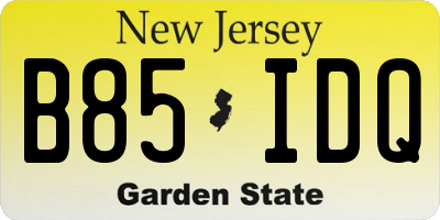 NJ license plate B85IDQ