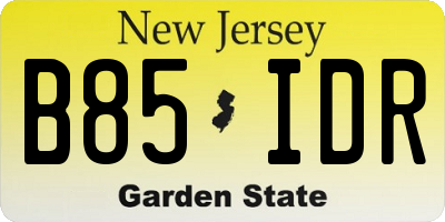 NJ license plate B85IDR