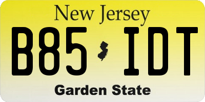 NJ license plate B85IDT