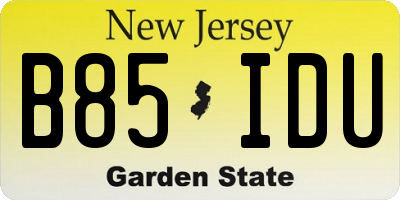 NJ license plate B85IDU