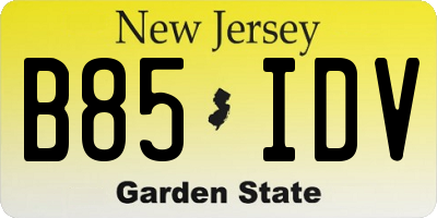 NJ license plate B85IDV
