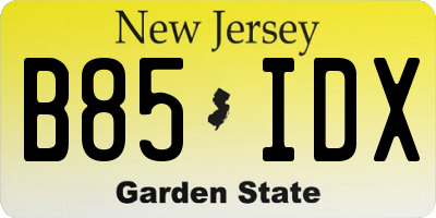 NJ license plate B85IDX