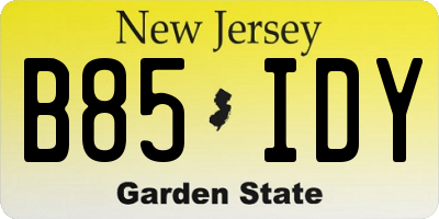 NJ license plate B85IDY