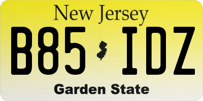 NJ license plate B85IDZ