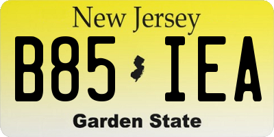NJ license plate B85IEA
