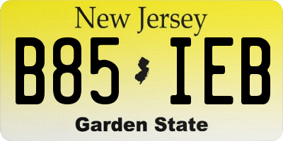 NJ license plate B85IEB