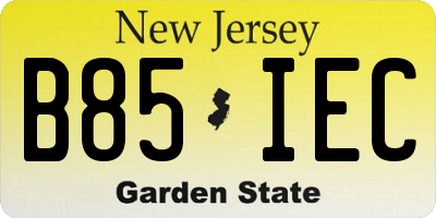 NJ license plate B85IEC