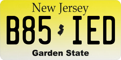 NJ license plate B85IED