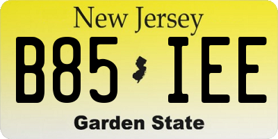 NJ license plate B85IEE