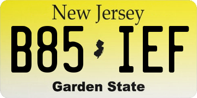 NJ license plate B85IEF