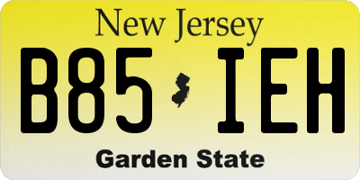 NJ license plate B85IEH
