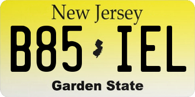 NJ license plate B85IEL