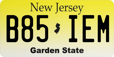NJ license plate B85IEM
