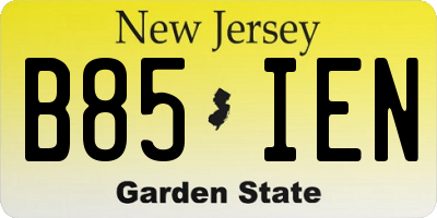 NJ license plate B85IEN