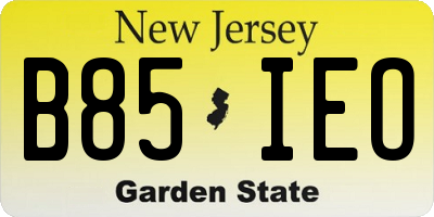 NJ license plate B85IEO