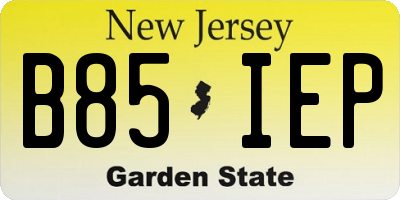 NJ license plate B85IEP