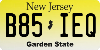 NJ license plate B85IEQ