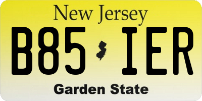 NJ license plate B85IER