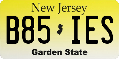 NJ license plate B85IES