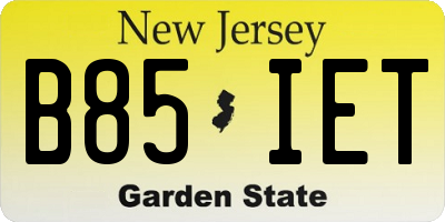 NJ license plate B85IET