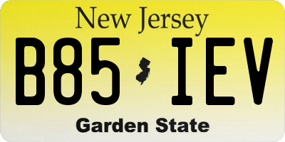 NJ license plate B85IEV
